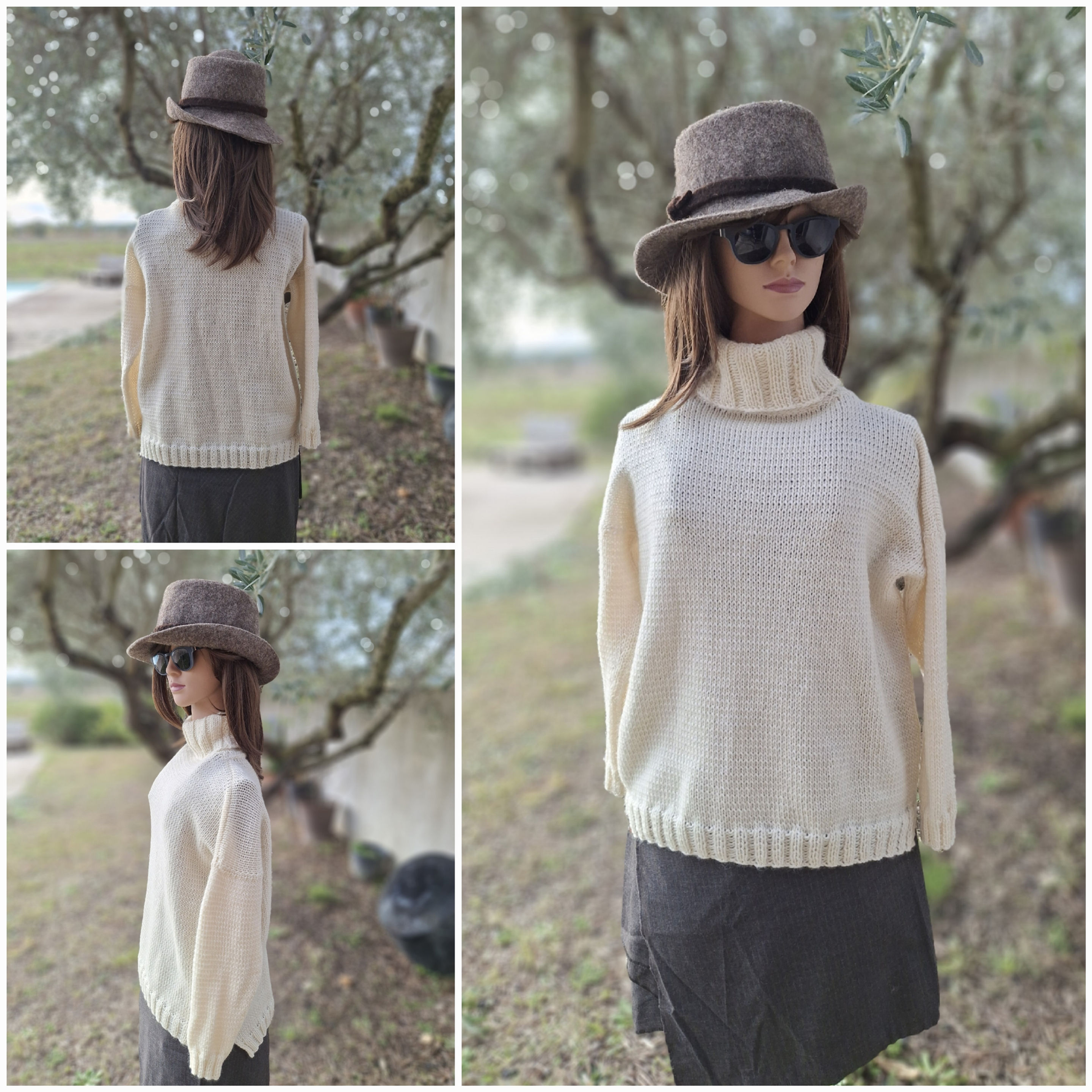 PULL COL ROULE BLANC