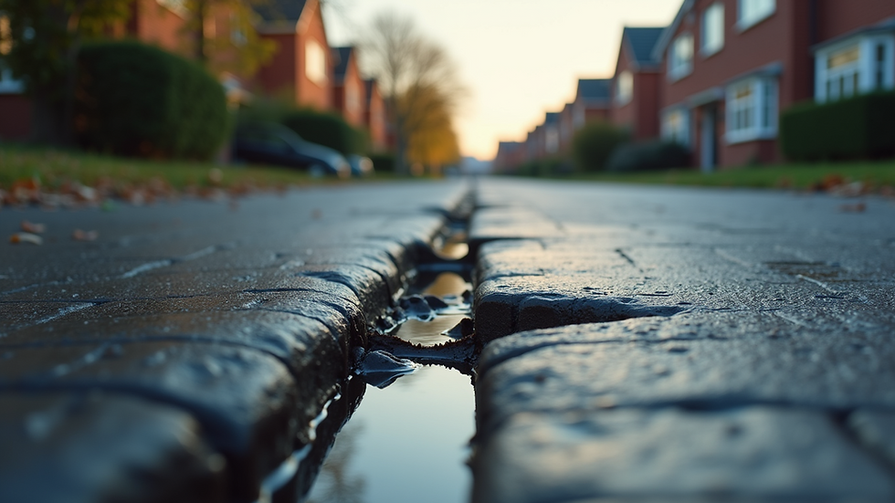 Close-up view of blocked drainage in a residential area