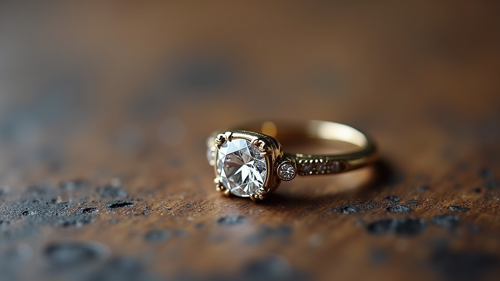 High angle view of a custom engagement ring with a unique design