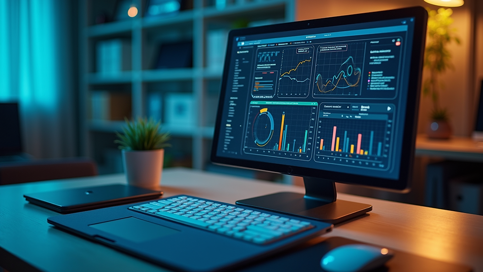 High angle view of a digital marketing workspace with AI tools on screen