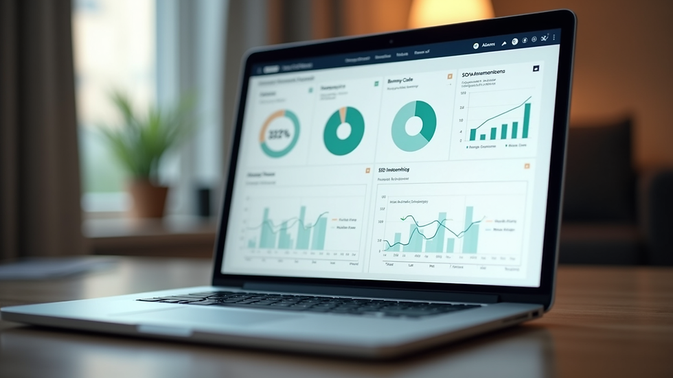 Close-up view of a laptop screen showing SEO analytics for a Madurai business