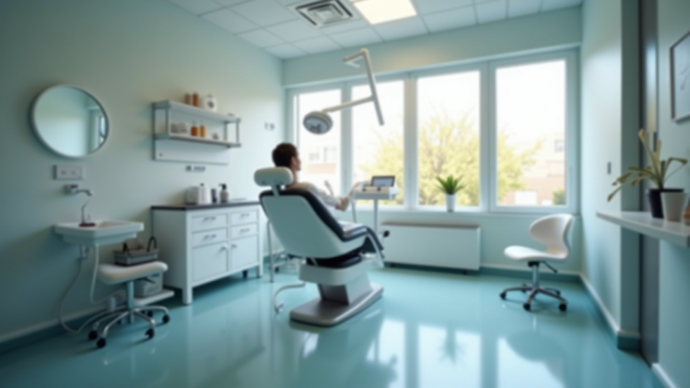 Eye-level view of a modern clinic room with hair treatment equipment