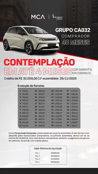 VALORES DO CONSORCIO MCA