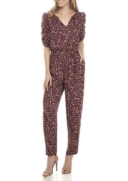RUCHED SLEEVE KNIT JUMPSUIT