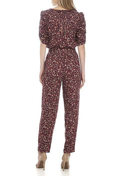 RUCHED SLEEVE KNIT JUMPSUIT