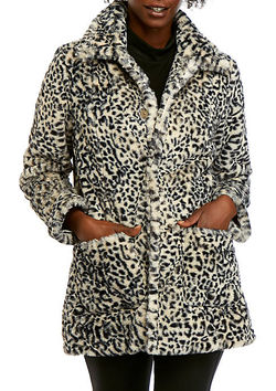 LEOPARD FAUX FUR COAT