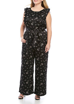 CURVY RUFFLE SLEEVE JUMPSUIT