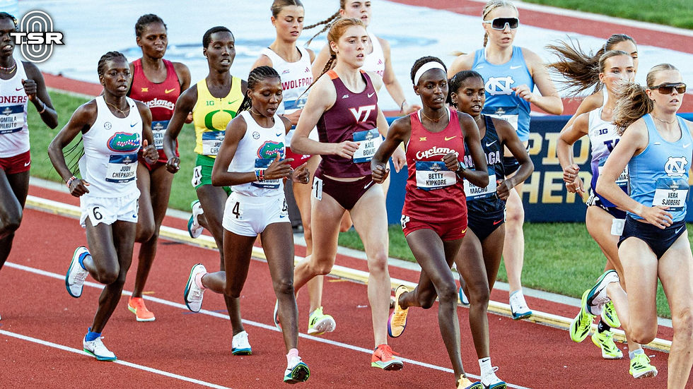 Katie Bohlke (center) competing over 5k at the NCAA Outdoor Championships // Photo via Andrew LeMay
