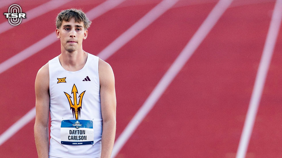 Dayton Carlson on the 800m starting line at the NCAA Outdoor Championships // Photo via Andrew LeMay