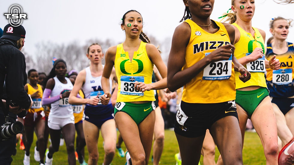 Dalia Frias (center) competing at the NCAA XC Championships // Photo via Andrew LeMay
