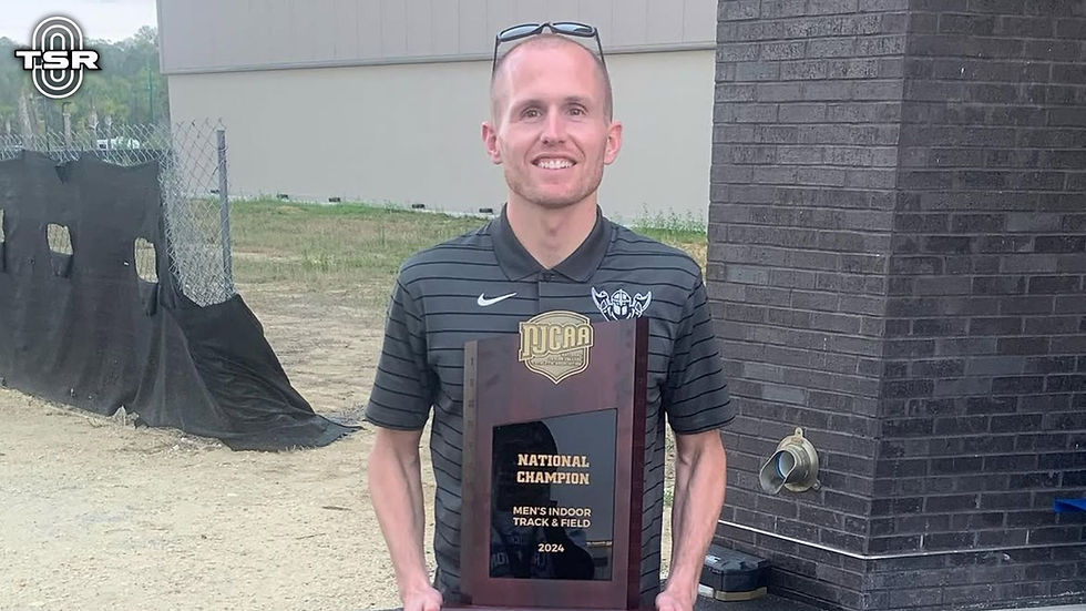 Brent Ewing after leading IHCC to team gold at the 2024 NJCAA Indoor Championships // Photo via Instagram