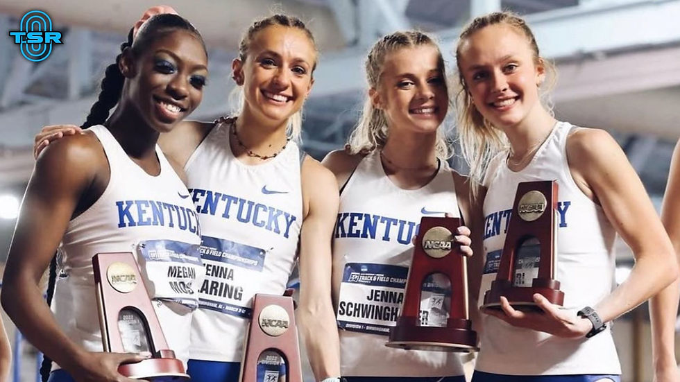 Kentucky's DMR on the podium at the 2023 NCAA Indoor Championships // Photo via Kentucky Athletics