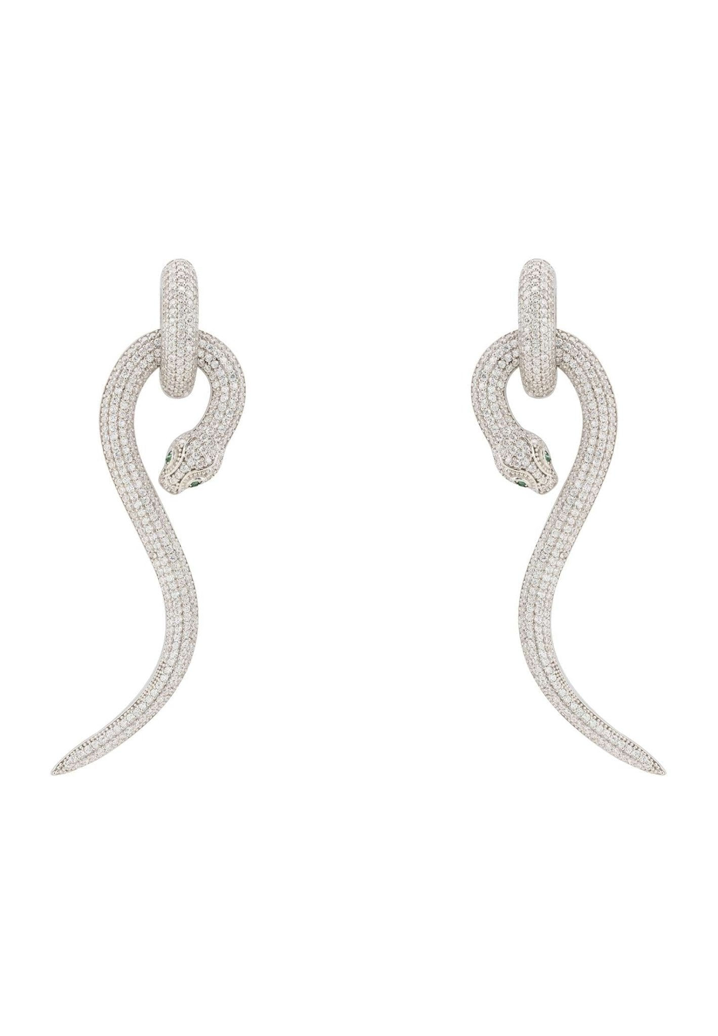 LATELITA ANACONDA SNAKE CZ (SILVER) DROP EARRINGS