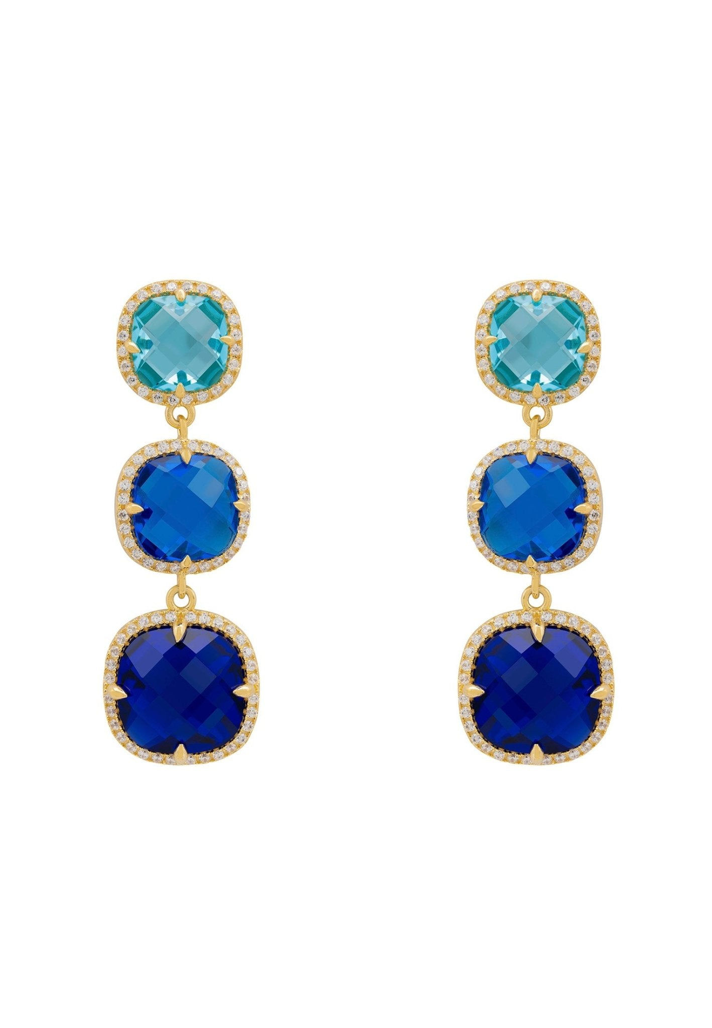 LATELITA KNIGHTSBRIDGE BLUES CZ (GOLD) DROP EARRINGS