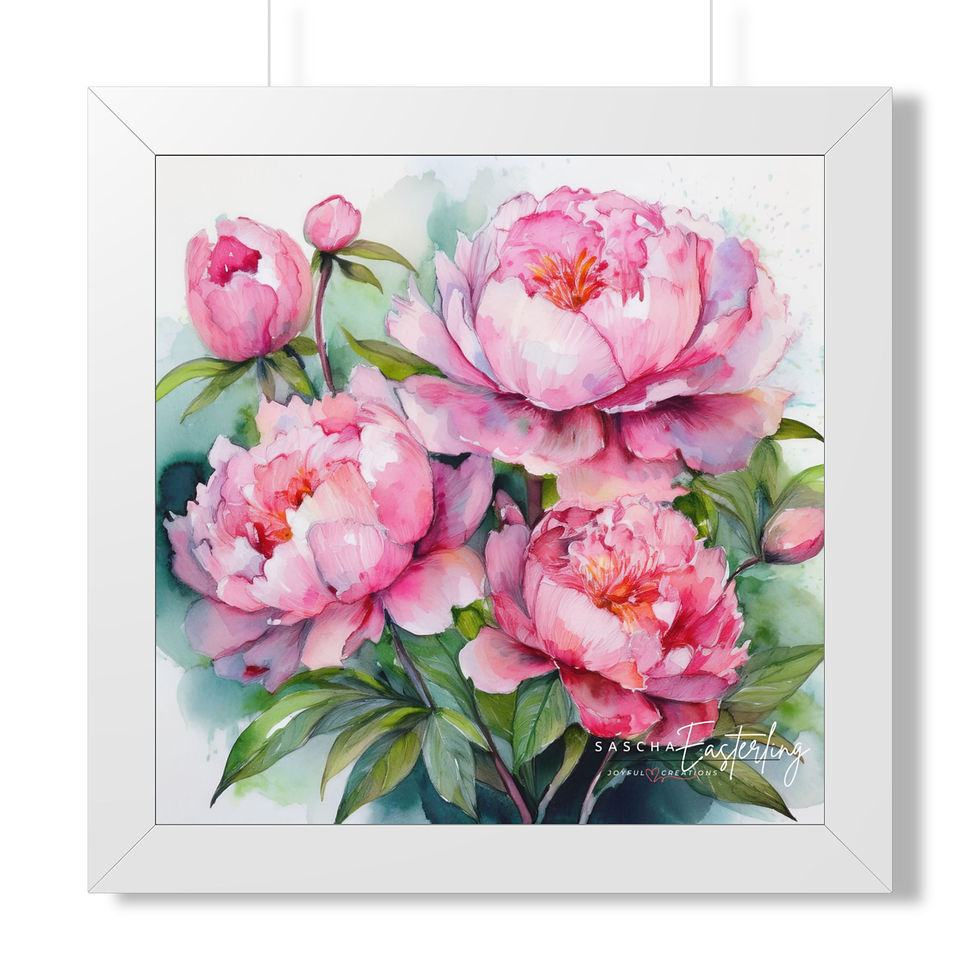Thumbnail:  Framed Poster —Soft, Luminous Peonies 