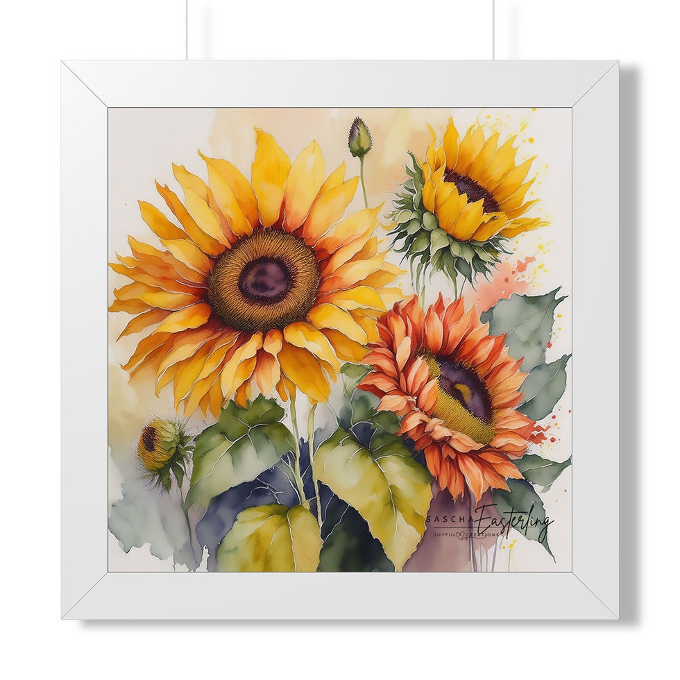Thumbnail: Sunflower Watercolor Poster — Framed Vertical Floral Wall Art