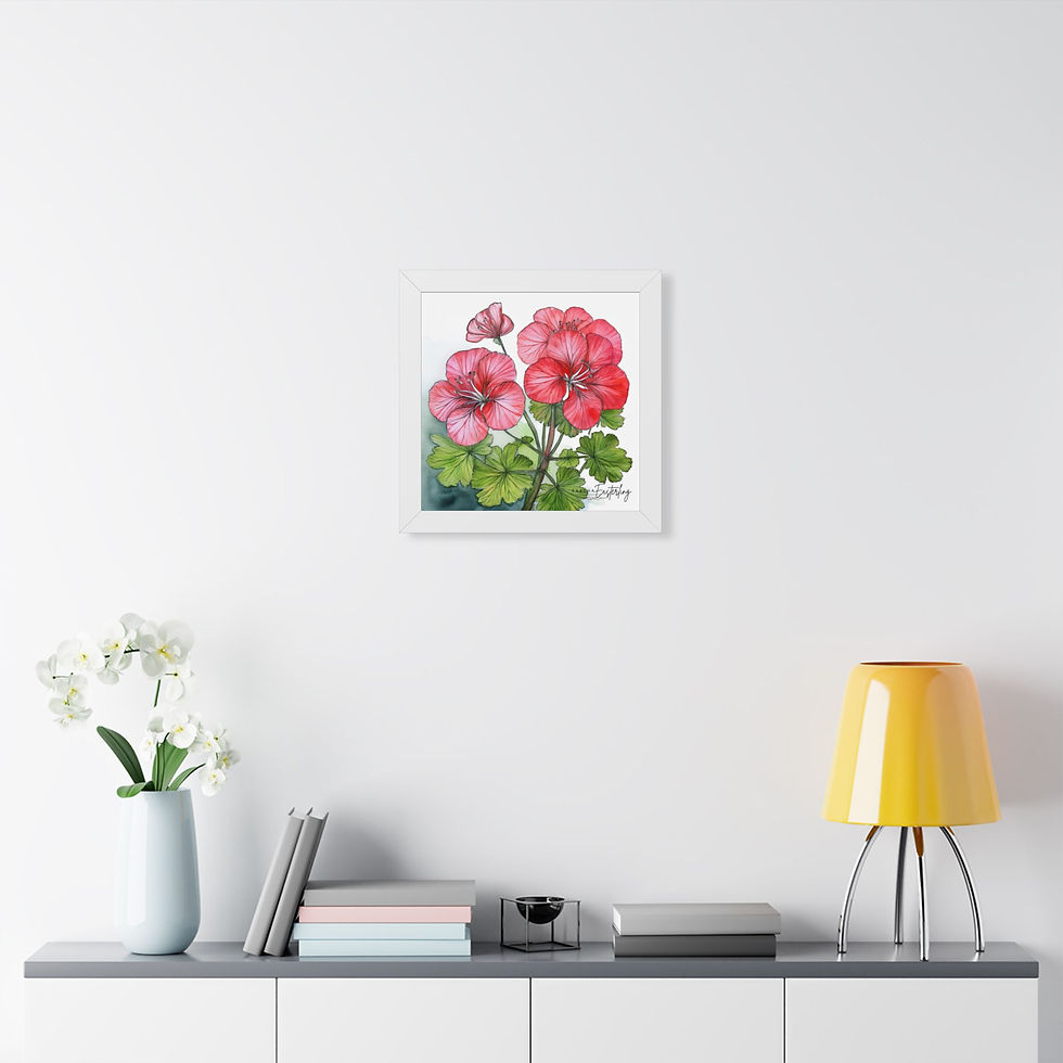 Thumbnail: Framed Poster — Pink Geranium Botanical Wall Art (Vertical)