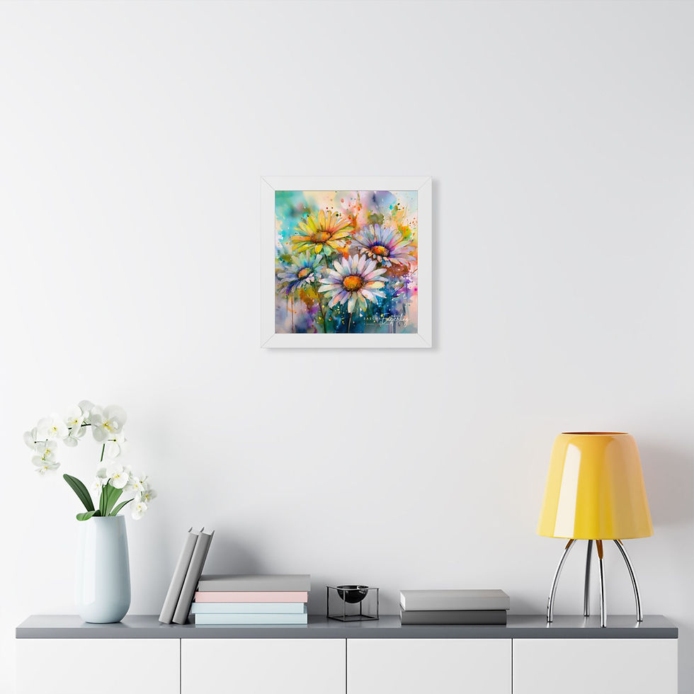 Thumbnail: Framed Poster — Great Dane in Poppy Field Watercolor Art