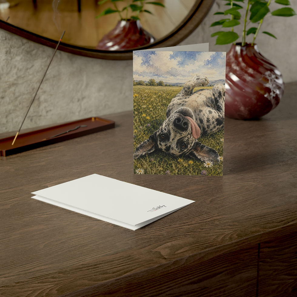 Thumbnail: Playful Dog Greeting Card - Happy Tongue-Out Puppy in Meadow (Blank Inside)