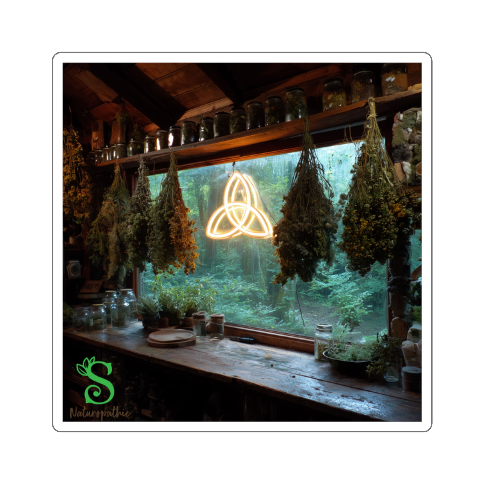 Herbalist Workshop Sticker – Dried Hanging Plants & Natural Healing Art