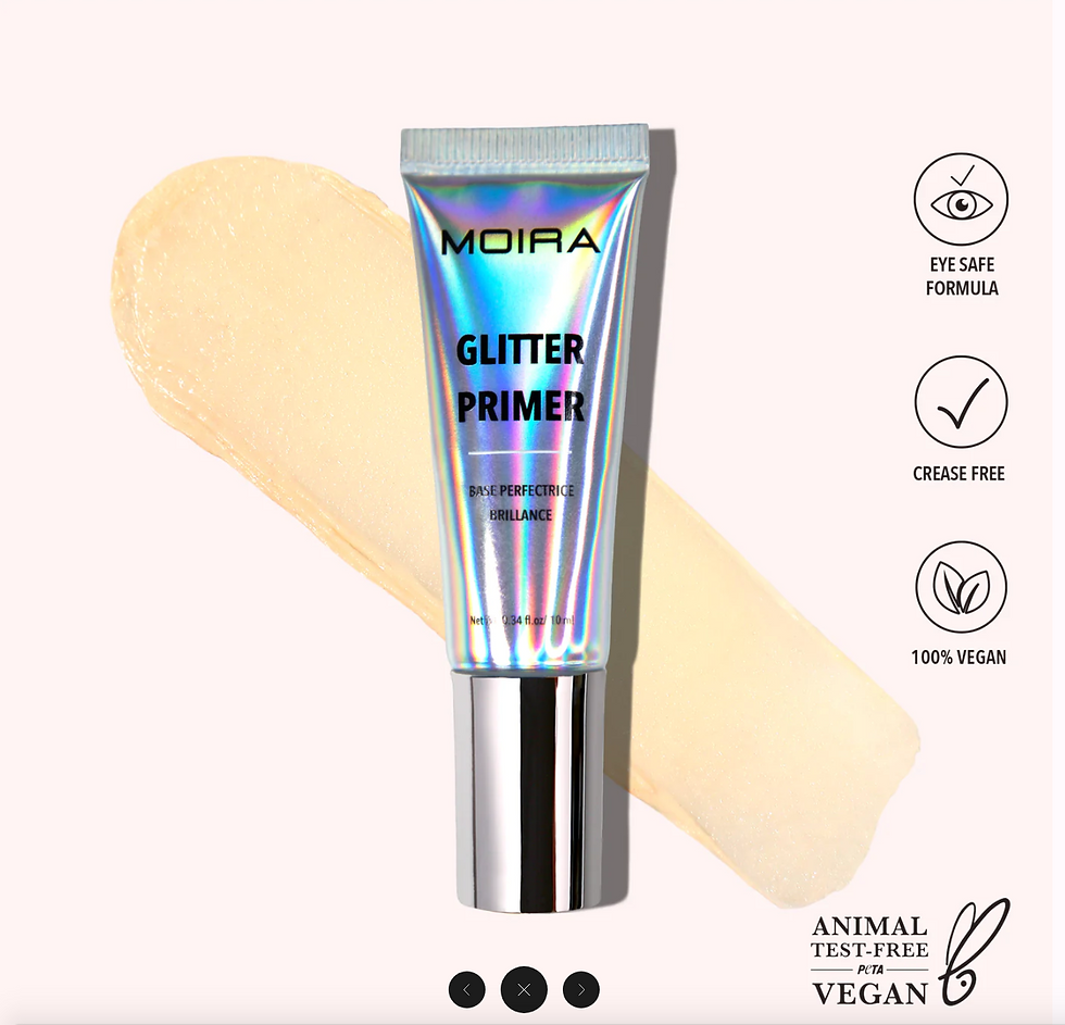 Deze fluweelzachte, transparante crème houdt glitters de hele nacht intact zonder gedoe. Breng de primer aan, strooi er glit