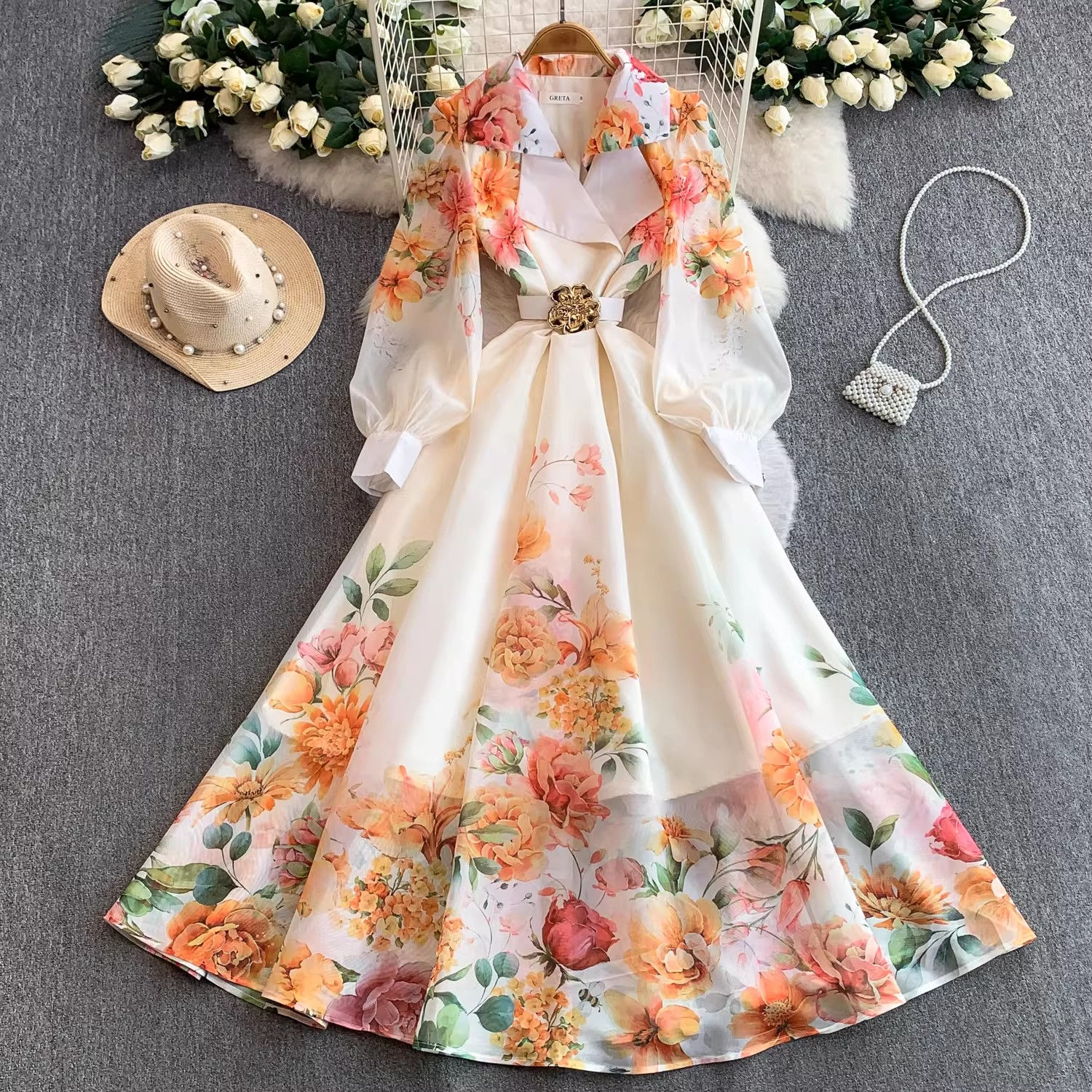 Floral Notched Maxi Dress