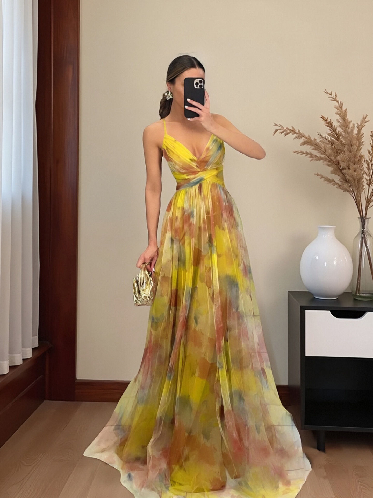 Printed Backless Maxi Dress