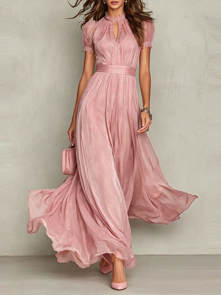 Thumbnail: Lace Pleated Maxi Dress