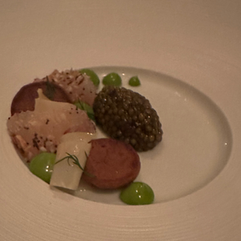 Golden reserve caviar from Per Se in Manhattan, New York. Three Michelin-star restaurant. Photo from Jabri Fine Dining photographer Emma Jabri, JFD.