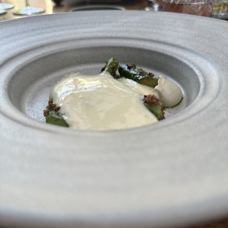 Grilled Green Asparagus from Boka in Chicago, photographed by Jabri Fine Dining photographer Emma Jabri, JFD. Michelin-star restaurant in Chicago's lincoln park neighborhood.