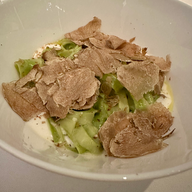 White truffles from Tuscany, green & white pasta from two Michelin-star restaurant in NYC, The Modern. Photo from Jabri Fine Dining, Emma Jabri, JFD.