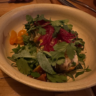 Grilled Day's Catch salad from Los Felix in Miami. Jabri Fine Dining photograph of expensive cuisine.