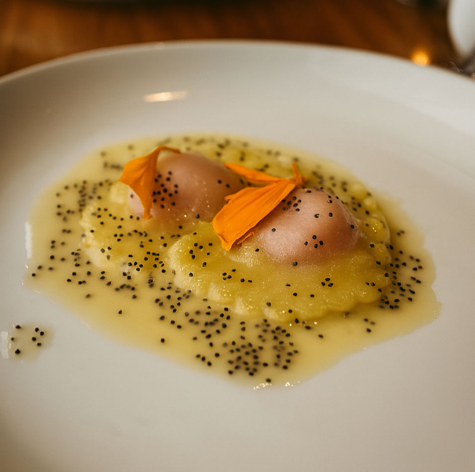 Casunziei from SheWolf in delicious buttery sauce with toppings. Photo from Jabri Fine Dining