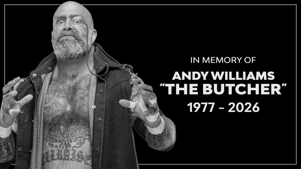 AEW memorial artwork for Every Time I Die guitarist and wrestler Andy Williams