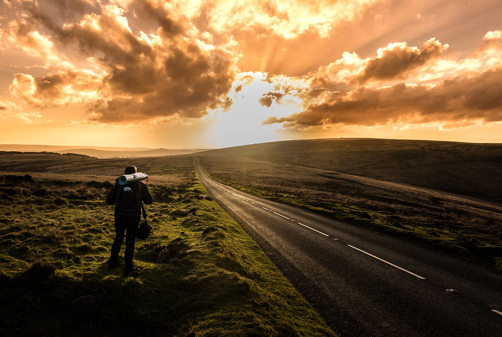 Sunset over an English road
