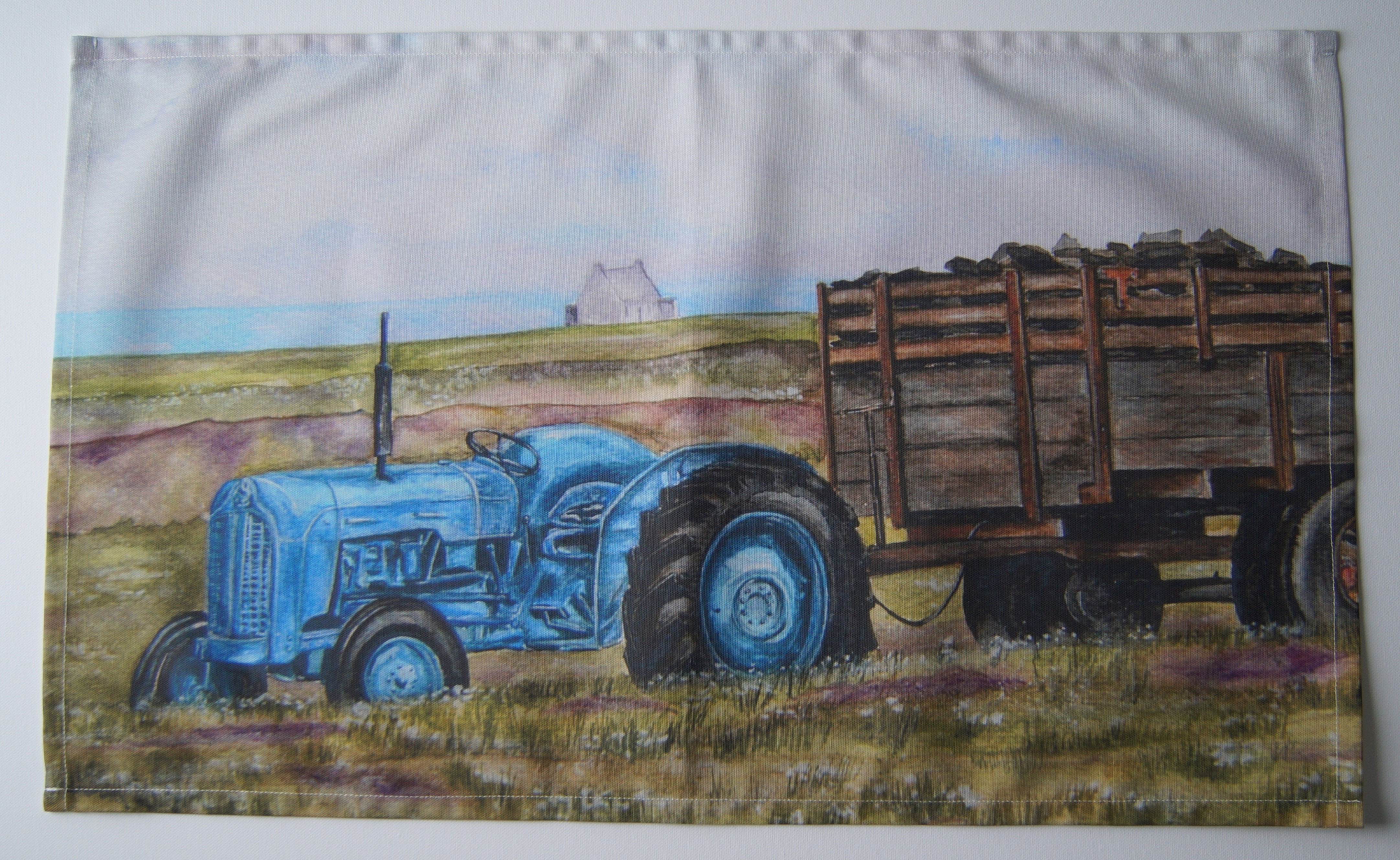 blue dexta tractor tea towel 