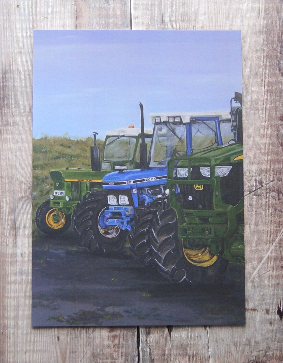 lined up at the tractor run print