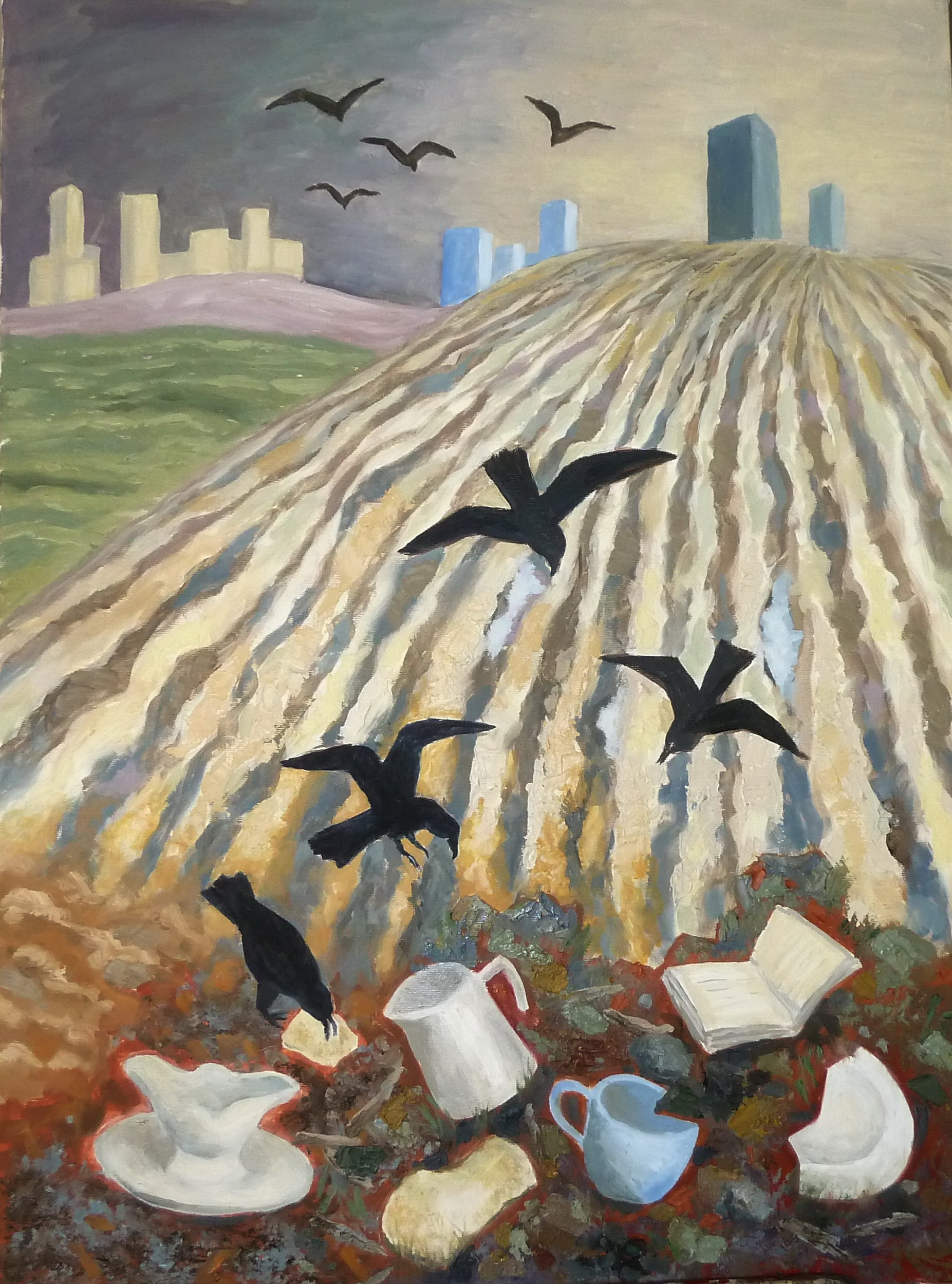 crows, oil on canvas