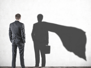 investor wearing a cape