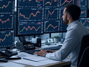 Day trader monitoring markets