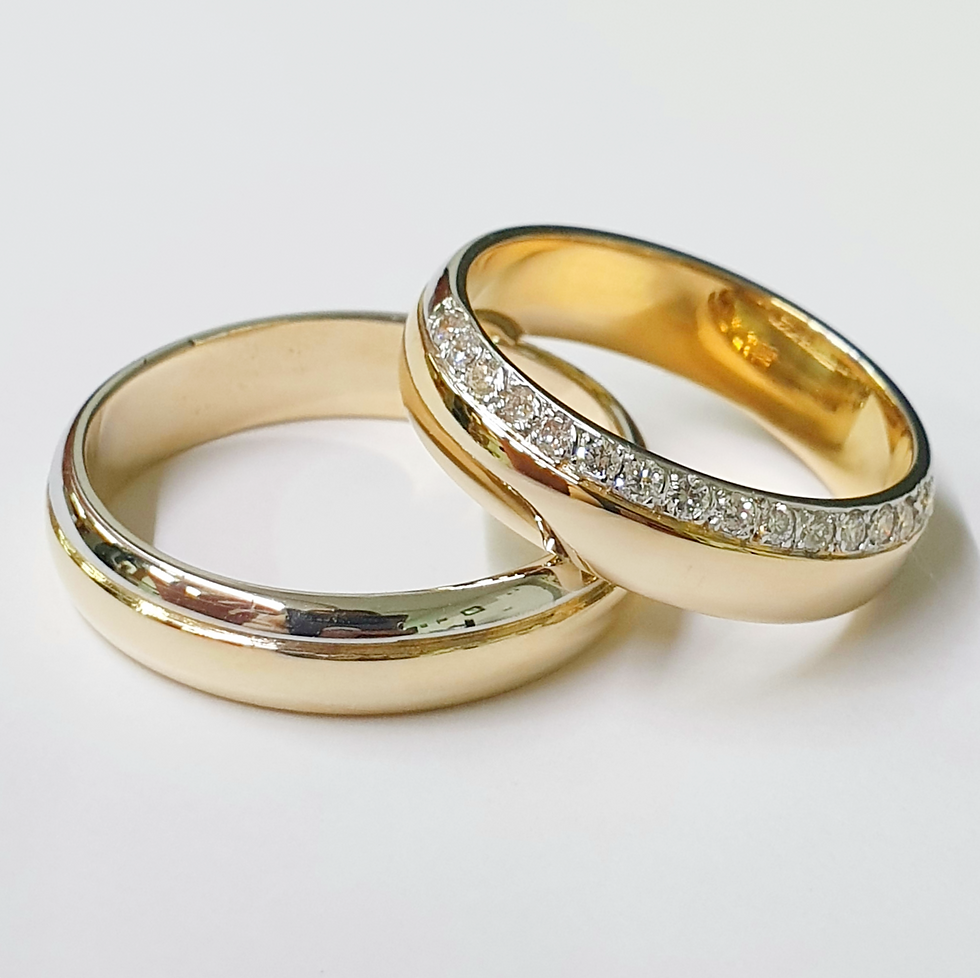 Miniatura: Argollas Oro Combinado Diamante natural