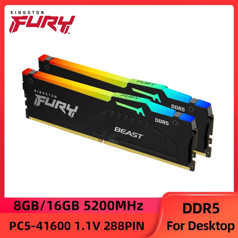 Miniatura: Memória RAM Kingston FURY Beast DDR5 RGB de 8GB ou 16GB