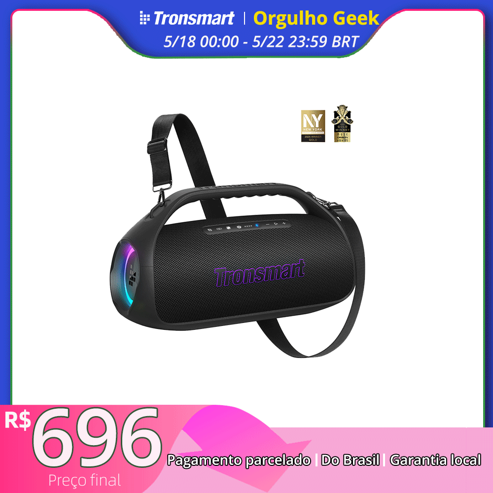 Caixa de Som Bluetooth Sem Fio Portátil com 90W e Sistema 2.1 Canais