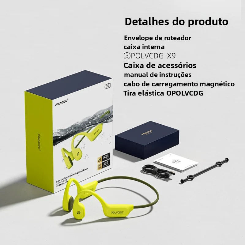 Miniatura: POLVCDG X9 Bone Conduction Earphones 32G IPX8 Waterproof Open Design for Swimmin