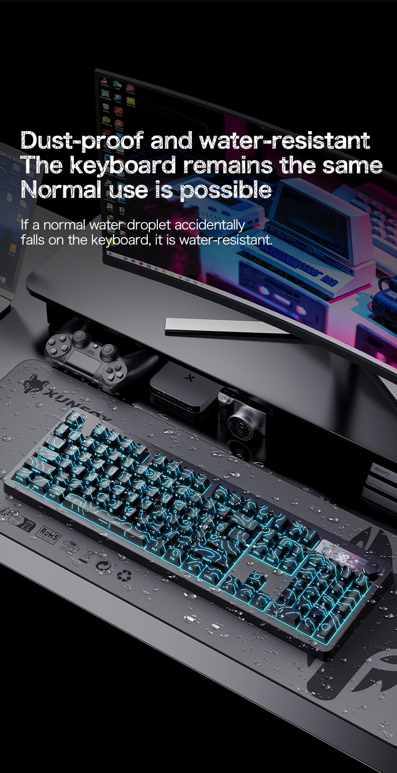 Miniatura: TK100 wireless Bluetooth wired triple-mode mechanical feel keyboard with high-de