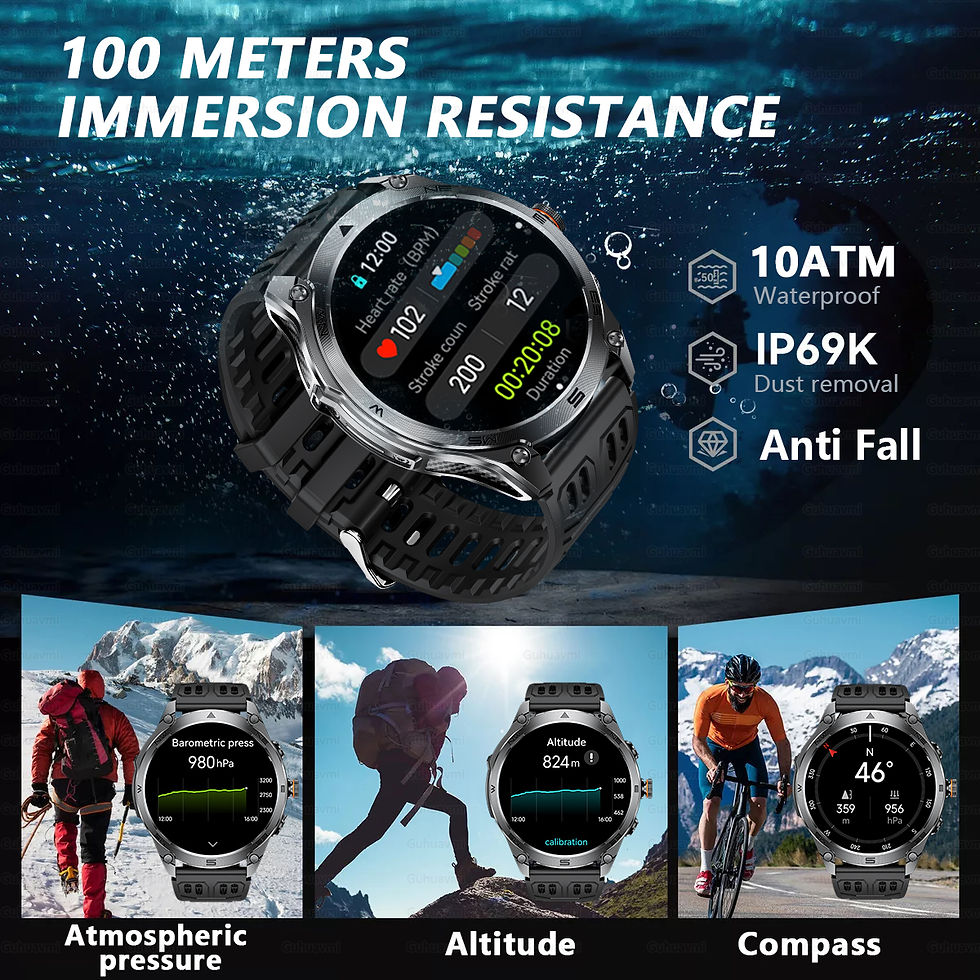 Miniatura: T-Rex 3 Ultra – Smartwatch Grau Militar, Bateria 1000mAh, À Prova d’Água 10ATM,