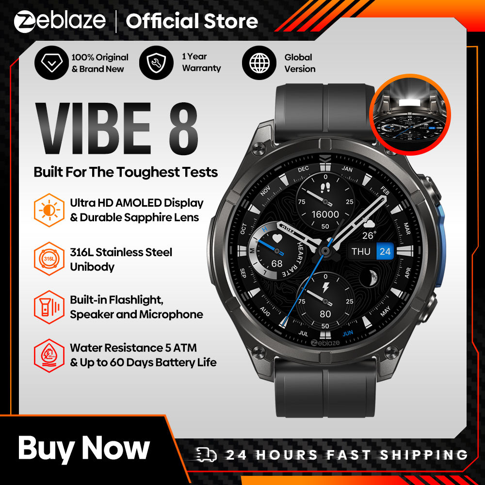 NEW 2025 Zeblaze VIBE 8 Voice Calling 1.43" AMOLED Display Smart Watch Built-in