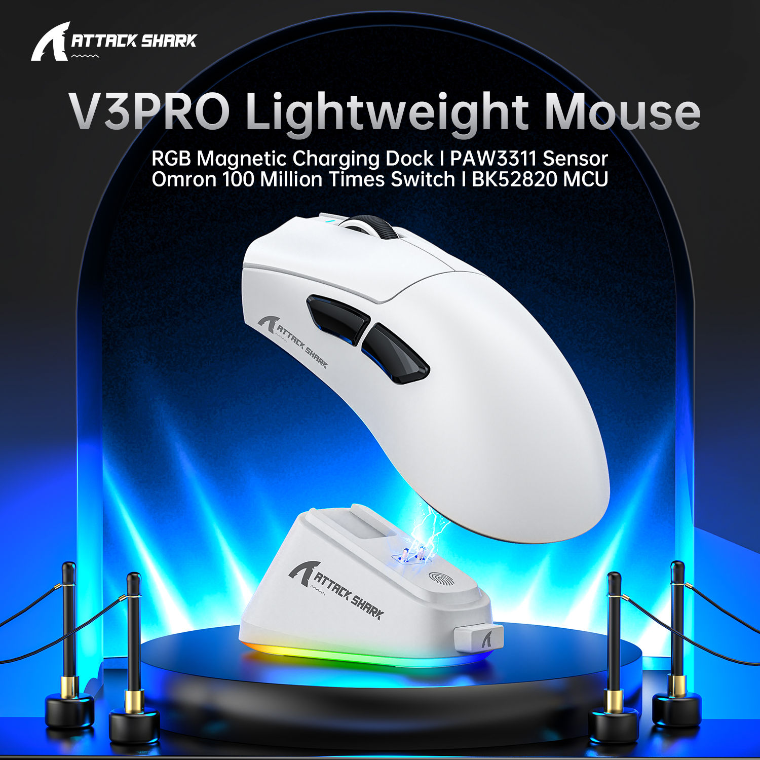Mouse Gamer Sem Fio Attack Shark V3 PRO