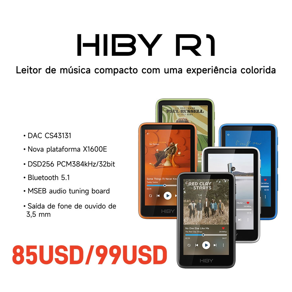 HiBy R1 HiFi Audio Music Player MP3 USB DAC WiFi Bluetooth 5.1 DSD256 PCM384kHz/