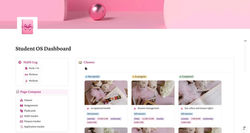 Pink Aesthetic Student OS Dashboard Notion Template